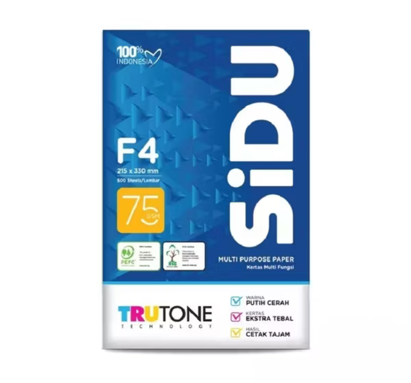 ￼Kertas HVS F4 75GSM 1 Kg SIDU Sinar Dunia Anti Macet