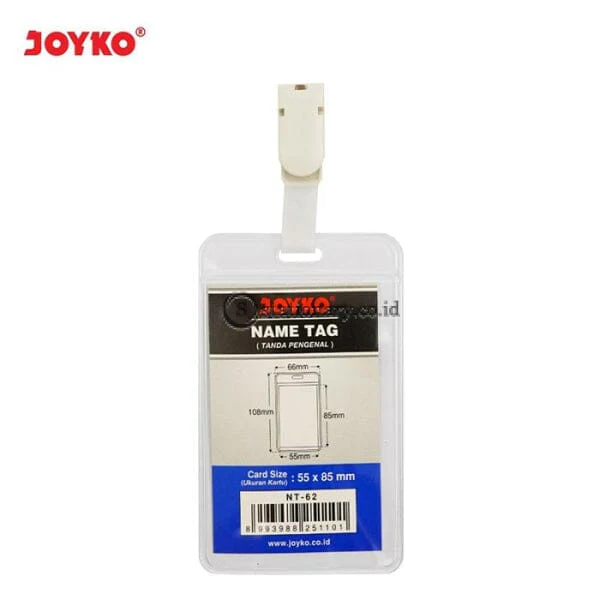 Joyko ID Card Name Tag Holder Jepit Potrait 66 X 108mm Transparant NT-62