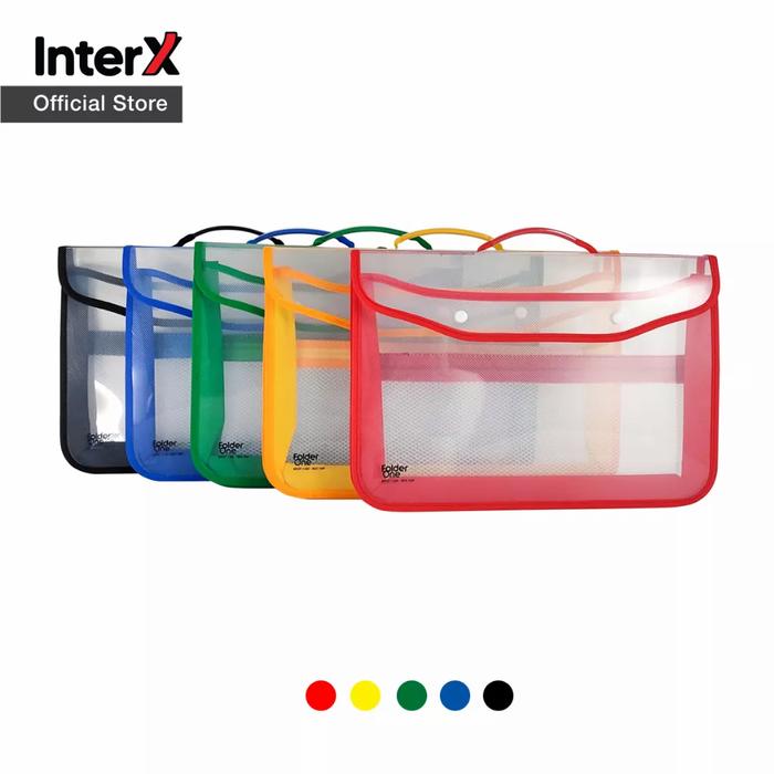 Map Plastik zipper tenteng kancing 2 / School bag Folder one - Biru